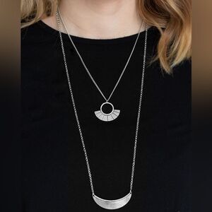 Set! Boho high/low necklace double chain with matching chain earrings